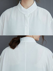 Hollow Solid Long Blouse