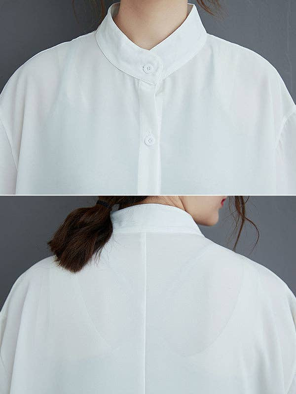 Hollow Solid Long Blouse