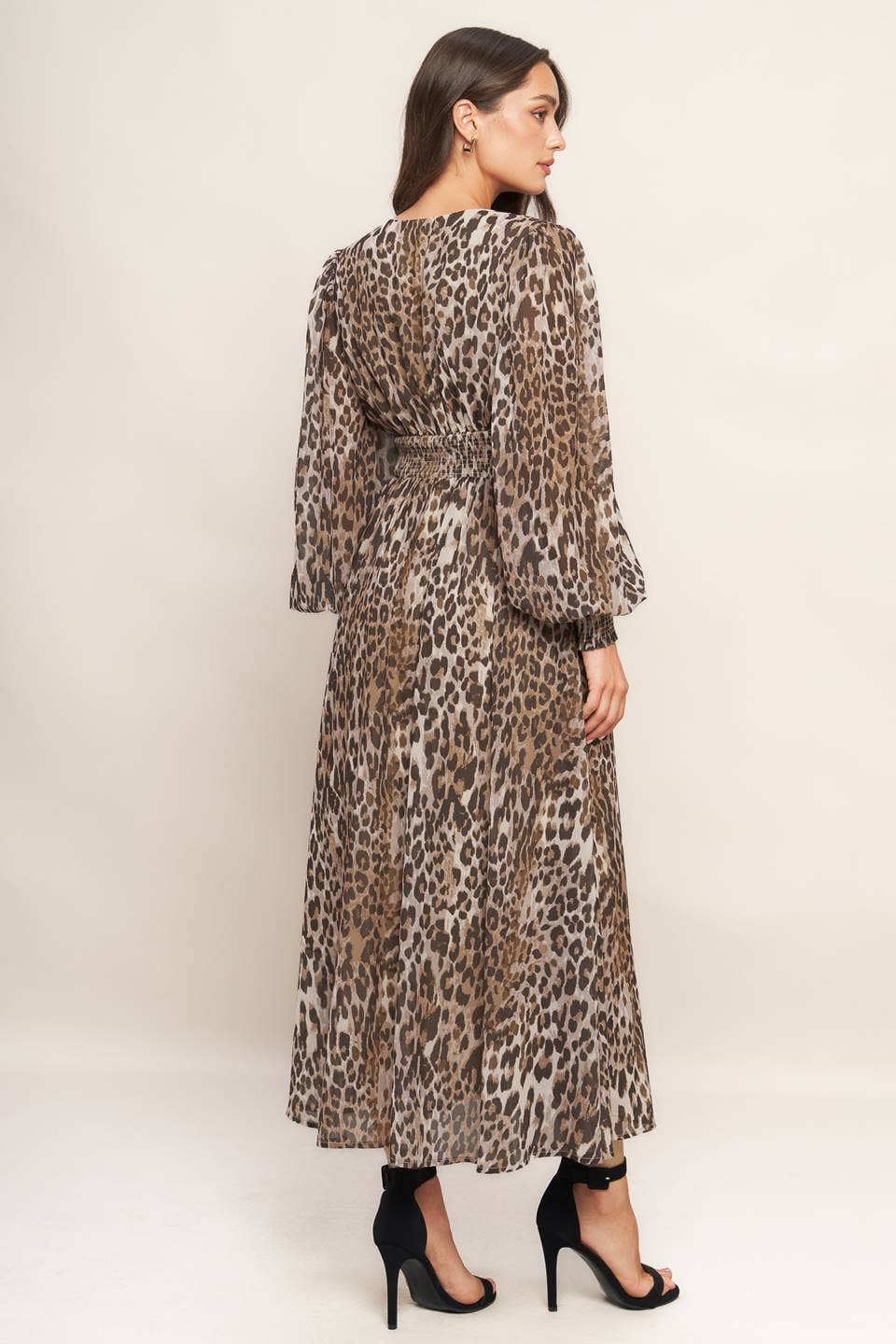 Leopard Printed Woven Midi Dress