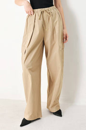 A solid woven balloon pant - FP1886T-A KHAKI