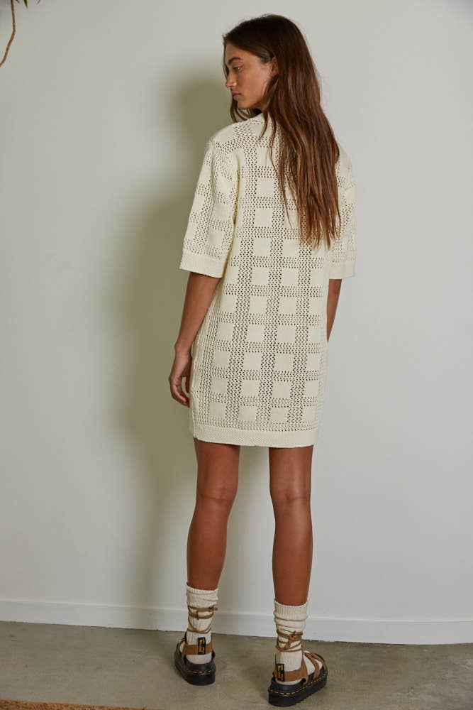 Knit Cotton Sweater Cardigan Mini Dress