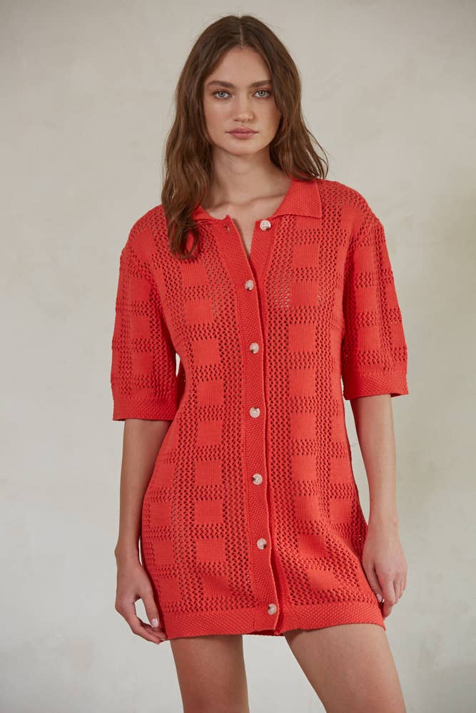 Knit Cotton Sweater Cardigan Mini Dress