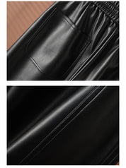 High-Waist PU Leather Wide-Leg Pants for Women