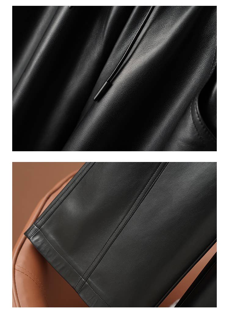 High-Waist PU Leather Wide-Leg Pants for Women