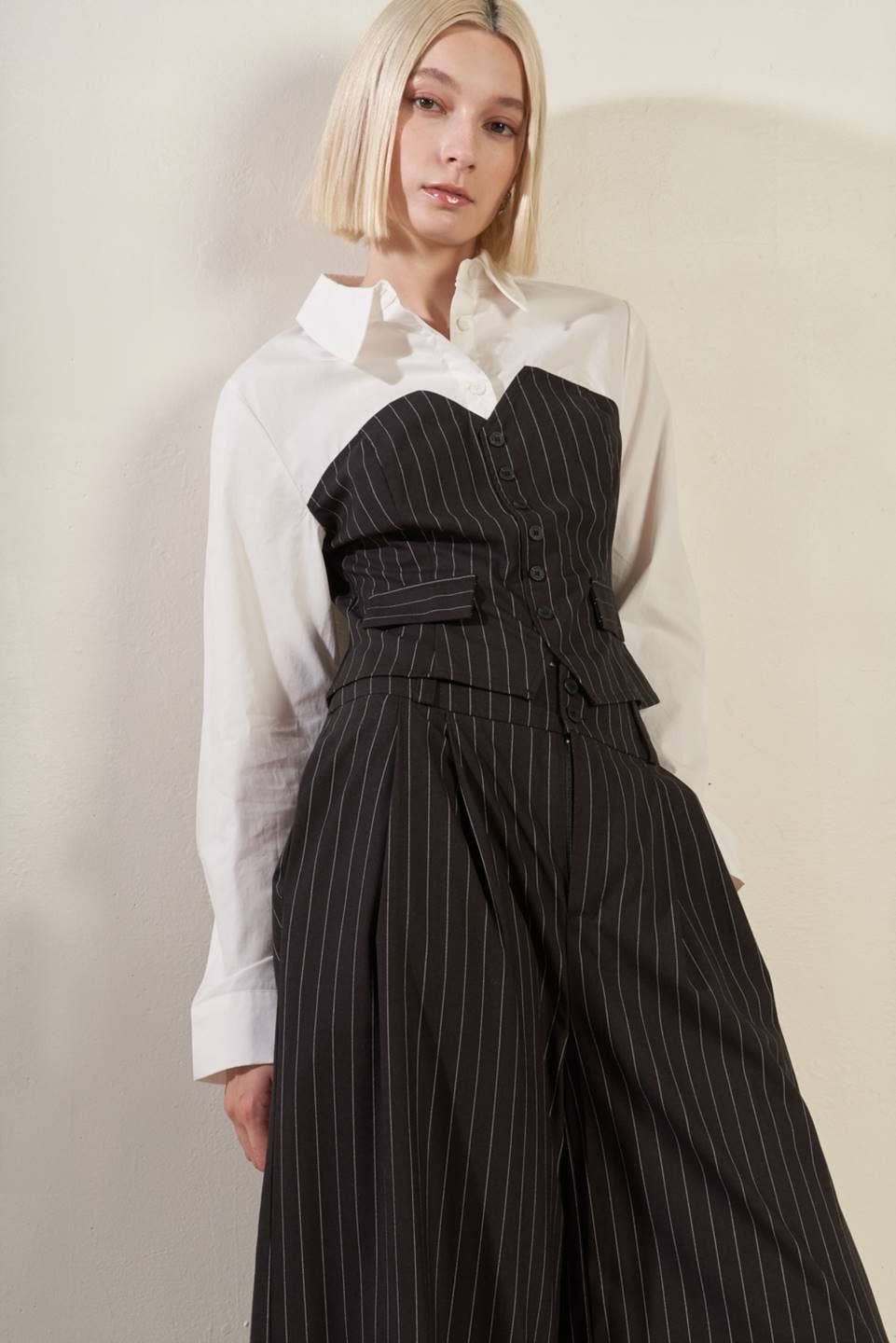 Pinstripe Top With Pants Set