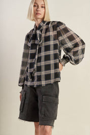 Plaid  Bow Tie Top