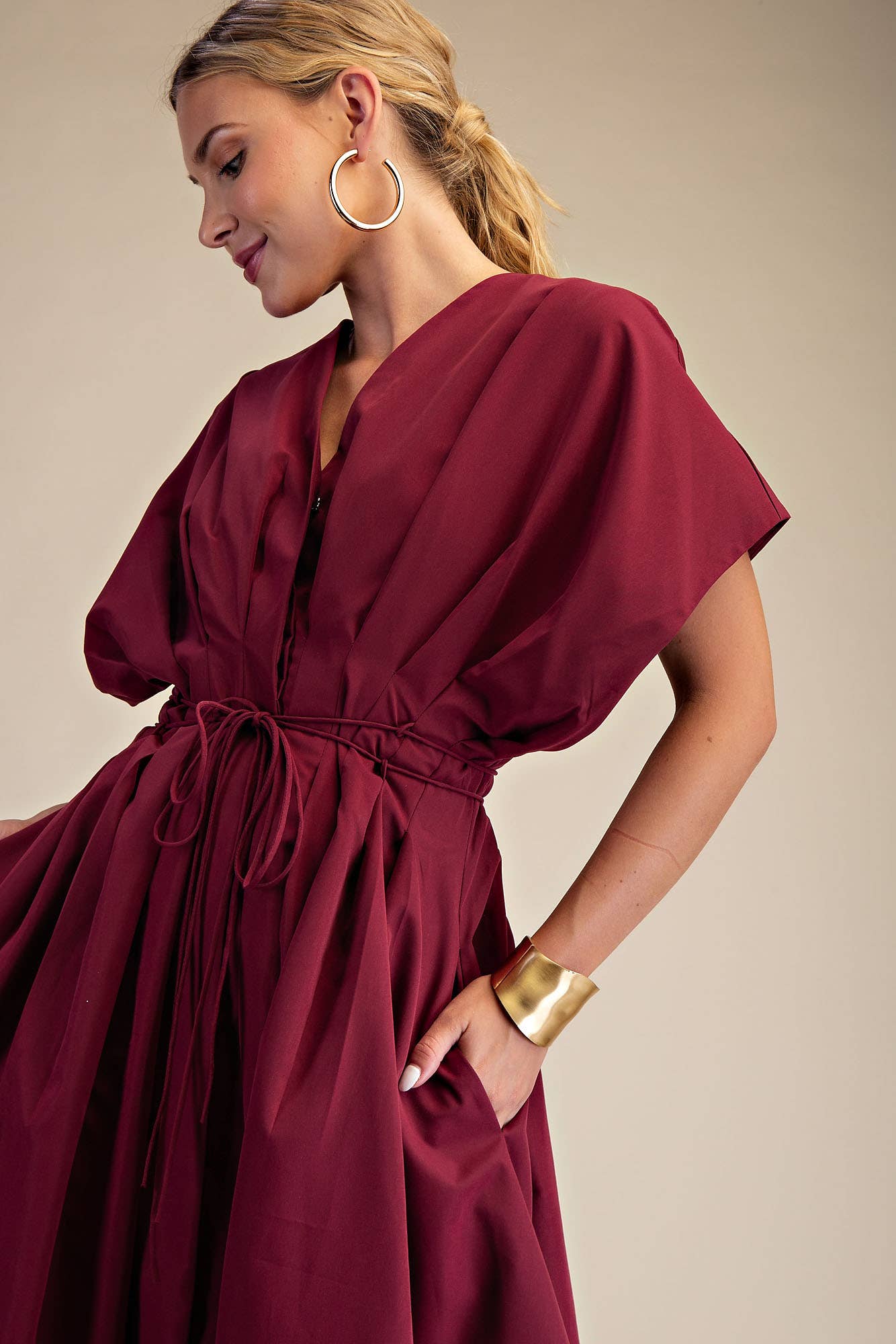Wine Me Pleated Midi Dress