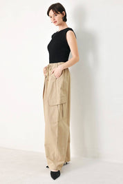 A solid woven balloon pant - FP1886T-A KHAKI
