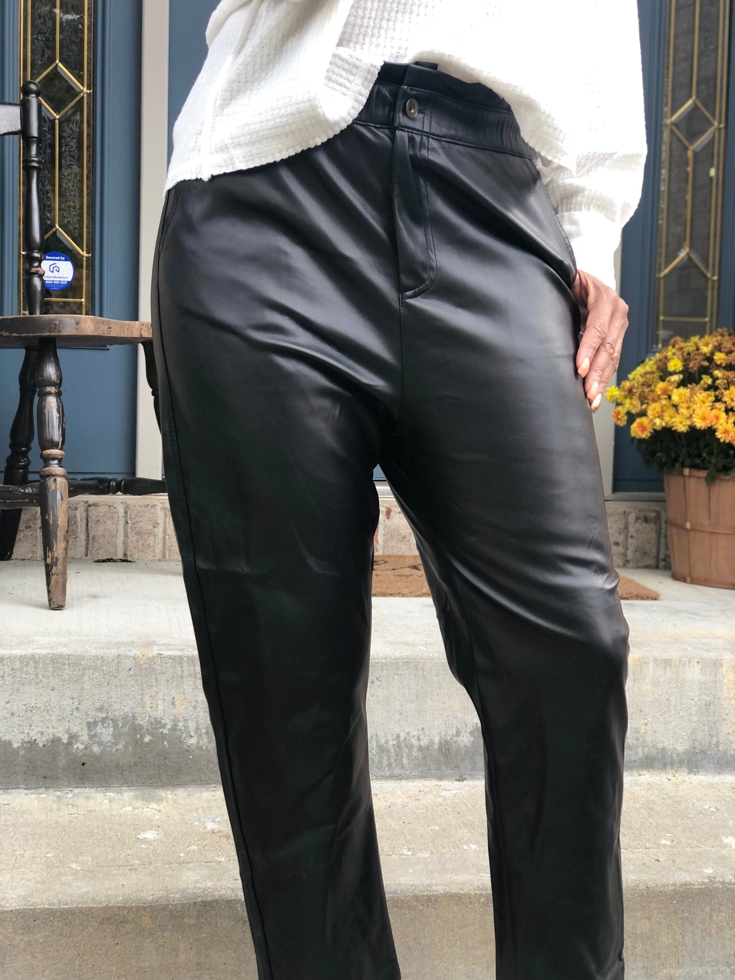 Black Leather Crop Pants