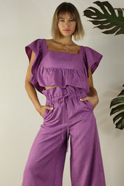 Ruffle Top Two Piece Pants Set