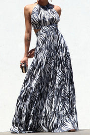 Zebra Print Halter Dress