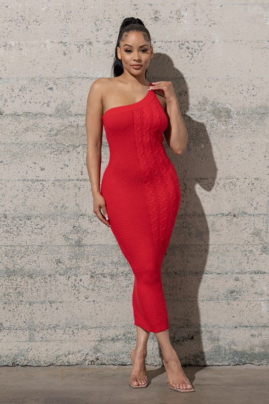 One Shoulder Bodycon Sweater Dress