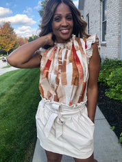 Cayenne Ruffle Neck Sleeveless Top