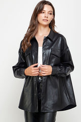 Faux Leather Oversized Shacket