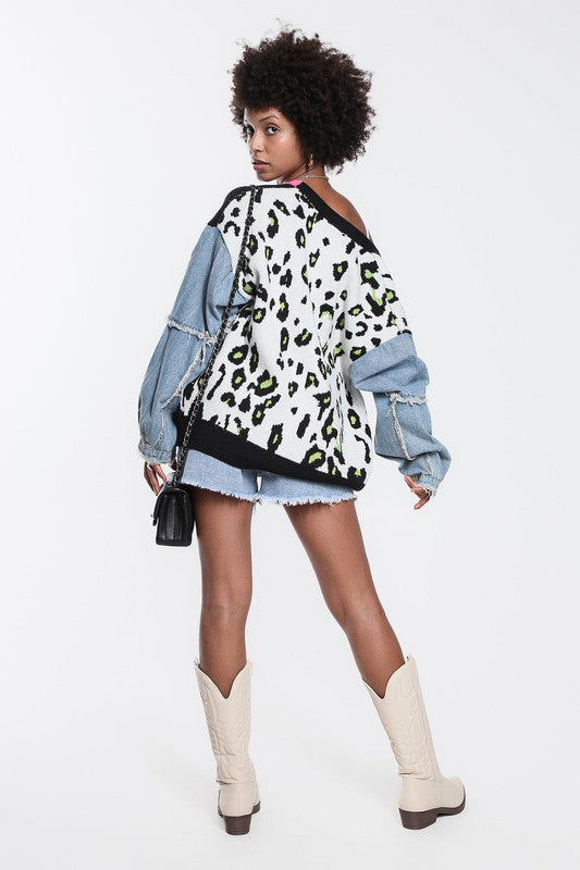 Long Sleeve Denim Sweater
