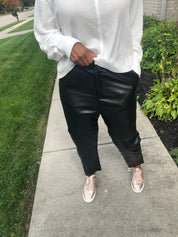 Black Leather Crop Pants