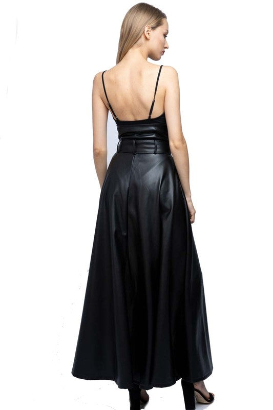 Lux Black Leather Skirt
