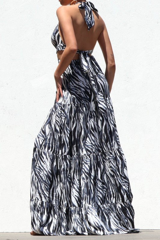 Zebra Print Halter Dress