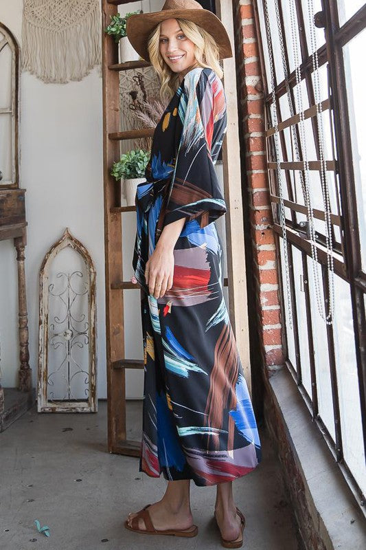 kimono wrap dress maxi Berlin Floral Mielle Kimono Maxi Dress